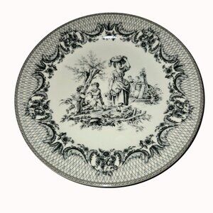 Vintage I. Godinger & Co. Porcelain Decorative Plate With Pastoral Black & White